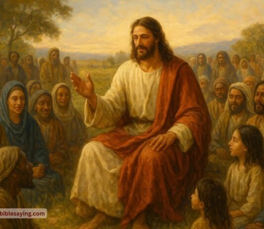 Where In The Bible Does It Say To Love Everyone? Bible Teaching on Loving Others Jesus teaching love to people from all walks of life in a peaceful outdoor setting.