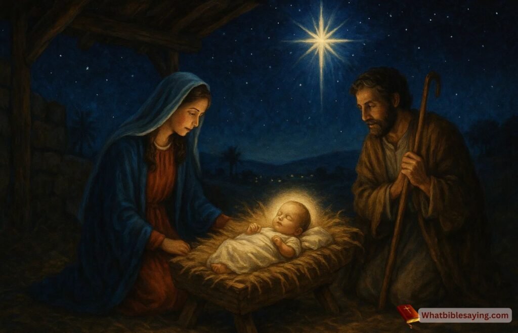 Nativity scene showing Jesus' birth in Bethlehem