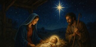 Nativity scene showing Jesus' birth in Bethlehem