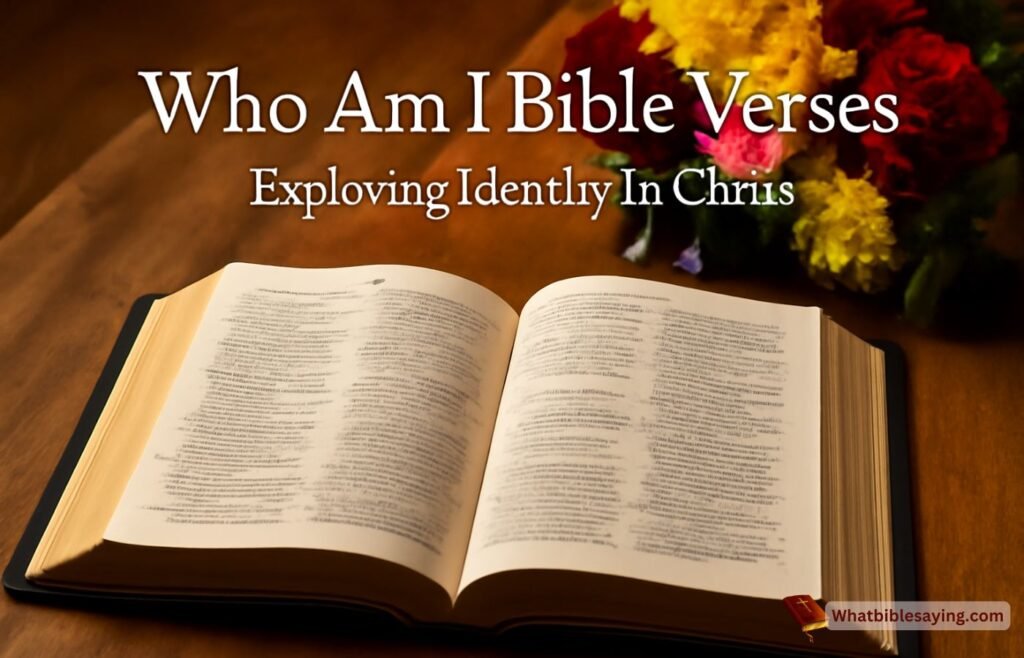 Open Bible with Who Am I Bible Verses and Flowers