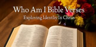 Open Bible with Who Am I Bible Verses and Flowers