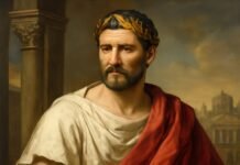Who Is Pontius Pilate in the Bible? Explore His Role & Legacy Pontius Pilate, the Roman governor, dressed in a white tunic with a red cloak, wearing a golden laurel wreath, and gazing solemnly, set against a classical architectural backdrop.
