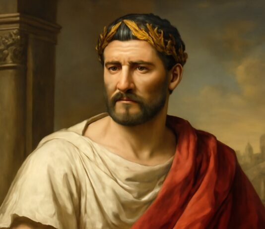 Who Is Pontius Pilate in the Bible? Explore His Role & Legacy Pontius Pilate, the Roman governor, dressed in a white tunic with a red cloak, wearing a golden laurel wreath, and gazing solemnly, set against a classical architectural backdrop.