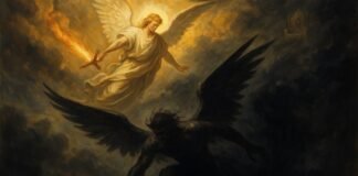 Depiction of Satan’s Fall from Heaven – Based on Biblical Accounts