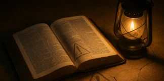 Open Bible with symbolic warning about false preachers and false teaching