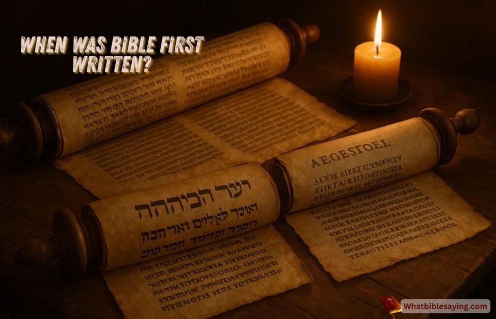 When Was Bible First Written? History & Truth Revealed 1 Ancient Bible scrolls and manuscripts showing first written origins