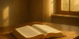 A Bible open with warm light showing our worth and value in God’s eyes