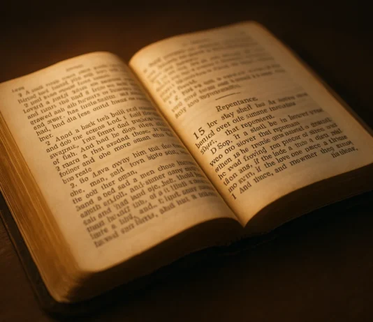 What Does The Bible Say About Repentance Today Open Bible with soft light showing verses about repentance and grace.
