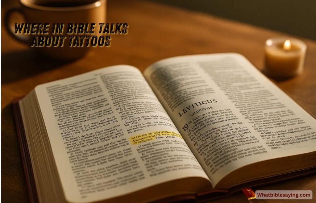 Where In Bible Talks About Tattoos Explained 1 Open Bible with highlighted verse on tattoos in Leviticus 19:28