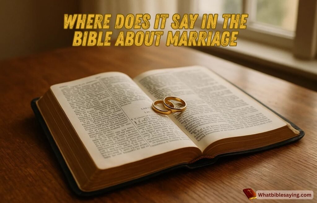 Open Bible with wedding rings and soft light showing marriage verses 