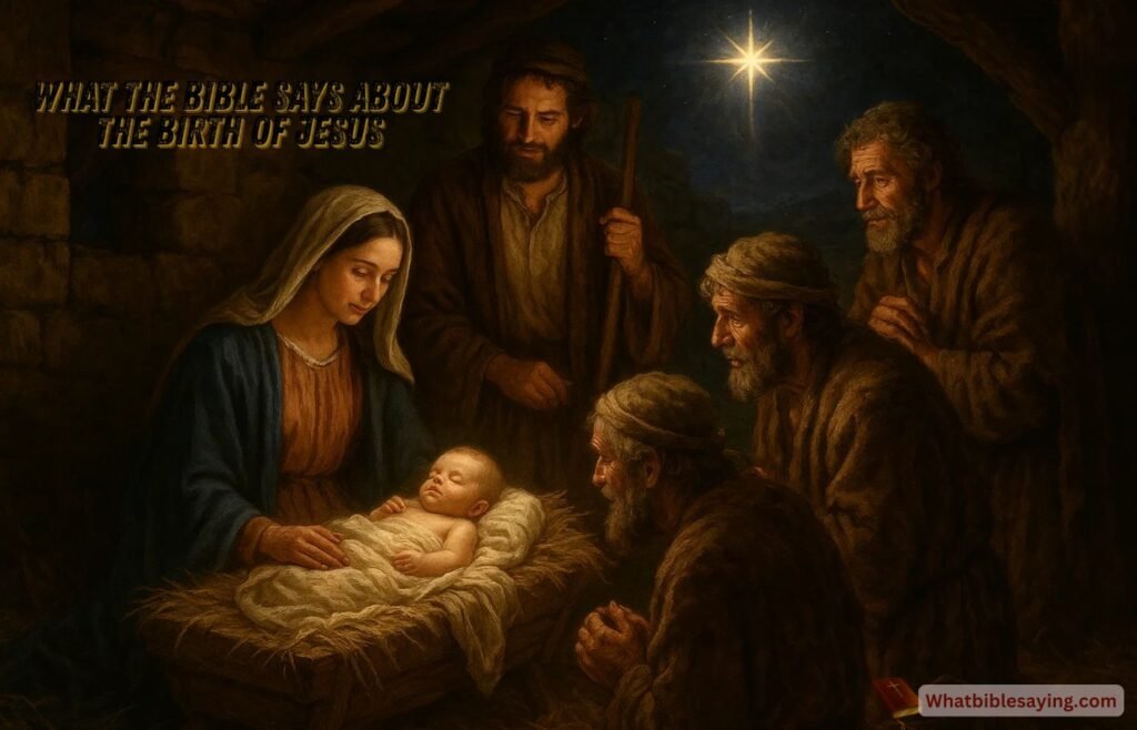 Nativity scene showing the birth of Jesus as told in the Bible