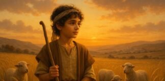 Young David’s first appearance in the Bible as a shepherd boy