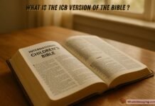 What Is the ICB Version of the Bible Explained Open ICB Bible on a wooden table with soft morning light.