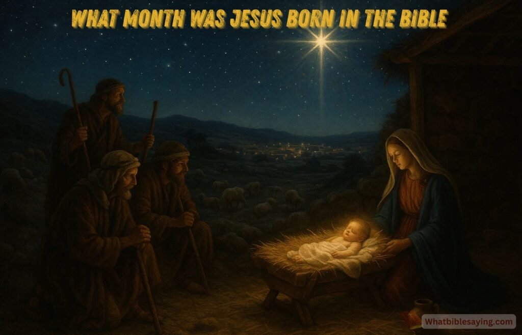 What Month Was Jesus Born in the Bible Explained 1 Depiction of Jesus’ birth with shepherds under starry night sky