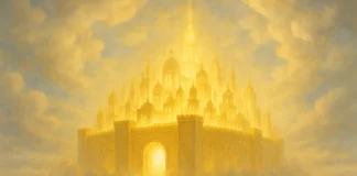 A biblical illustration showing the New Jerusalem described in Scripture