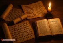 What Was The Bible’s Original Language? Truth You Should Know Ancient Hebrew and Greek Bible scrolls on wooden table