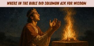 King Solomon kneeling in prayer asking God for wisdom at Gibeon