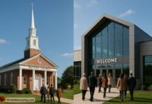 Non Denominational vs Baptist: What’s the Real Difference? Side-by-side view of Baptist and non-denominational church buildings