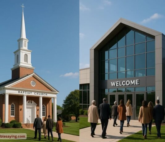 Non Denominational vs Baptist: What’s the Real Difference? Side-by-side view of Baptist and non-denominational church buildings