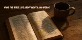 A Bible open with sunlight showing verses about speech and words