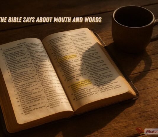 A Bible open with sunlight showing verses about speech and words