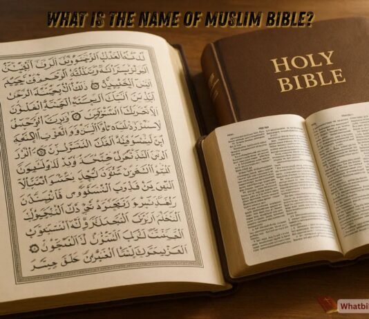 What Is the Name of Muslim Bible? Clear Answer Muslim holy book Qur’an with open Bible showing comparison
