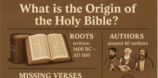Ancient scrolls and manuscripts showing the origin of the Holy Bible