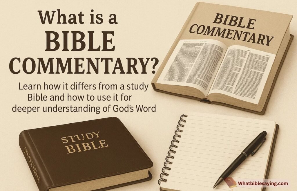 Open Bible with handwritten notes and commentary beside it