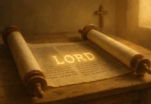 What Does The Word Lord Mean In The Bible? Illustration showing the meaning of the word Lord in the Bible with reverent light