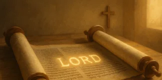 Illustration showing the meaning of the word Lord in the Bible with reverent light