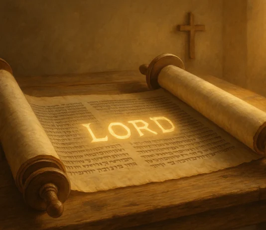 Illustration showing the meaning of the word Lord in the Bible with reverent light