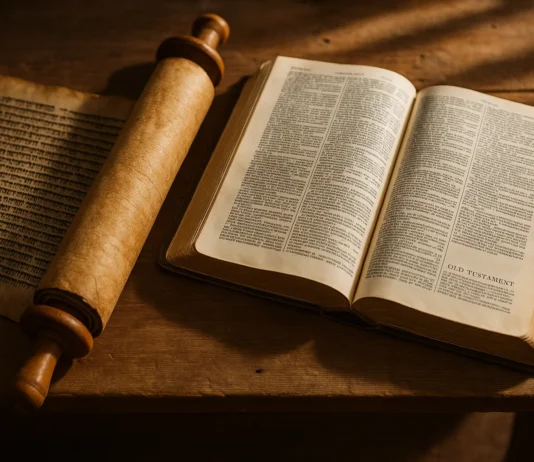 What Is The Old Testament In The Bible Explained Ancient scrolls and Bible showing the Old Testament writings