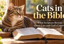 What does the Bible say about cats? Cat beside a Bible
