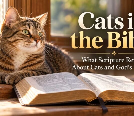 What does the Bible say about cats? Cat beside a Bible