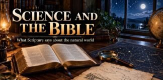 Open Bible and star chart exploring science in Scripture