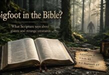 Is Bigfoot in the Bible with Scripture, forest, and giant imagery
