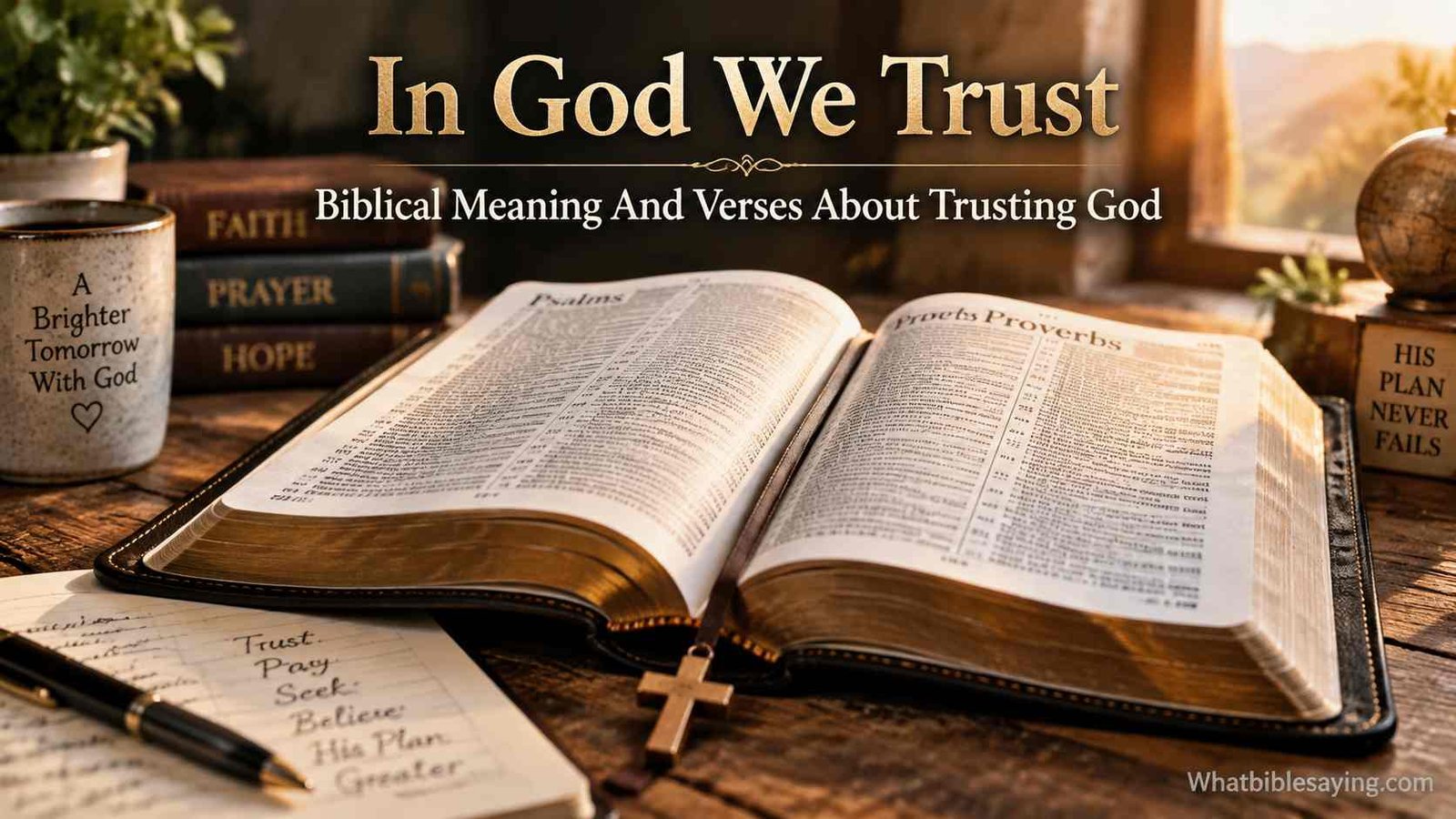 Open Bible showing verses about trusting God
