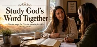 Friends learning how to do Bible study together