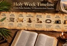 Holy Week Timeline Chart With Bible Verses From Palm Sunday To Easter Holy Week timeline chart showing Jesus final week events