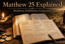 Matthew Chapter 25 Explained: Meaning of the Virgins, Talents, and Sheep Matthew Chapter 25 explained with Bible study scene