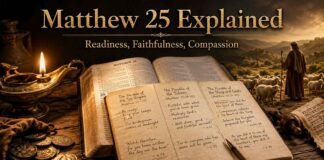Matthew Chapter 25 explained with Bible study scene