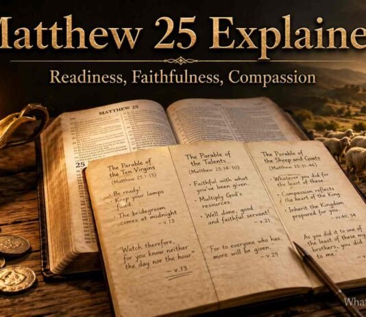 Matthew Chapter 25 Explained: Meaning of the Virgins, Talents, and Sheep Matthew Chapter 25 explained with Bible study scene