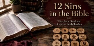 What are the 12 sins in the Bible shown through an open Bible