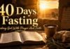 Open Bible beside prayer during 40 days fasting journey
