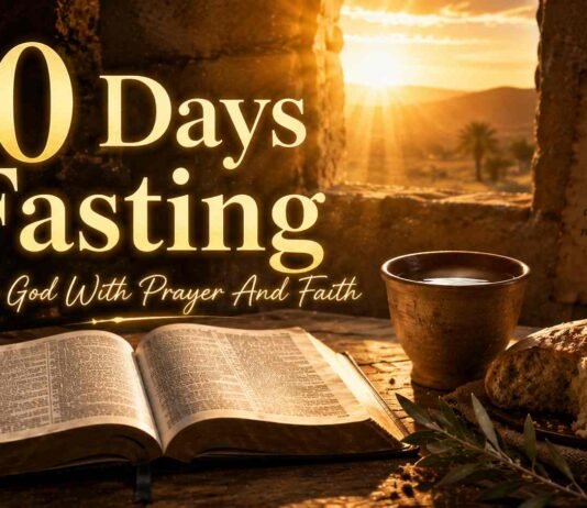 What Does The Bible Say About 40 Days Fasting? Open Bible beside prayer during 40 days fasting journey