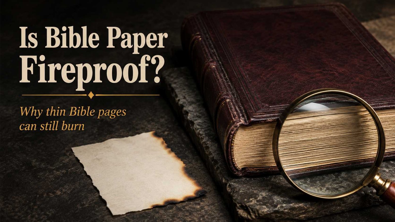 Is Bible paper fireproof beside a slightly charred Bible page