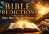 Open Bible showing prophecies about the future and Revelation