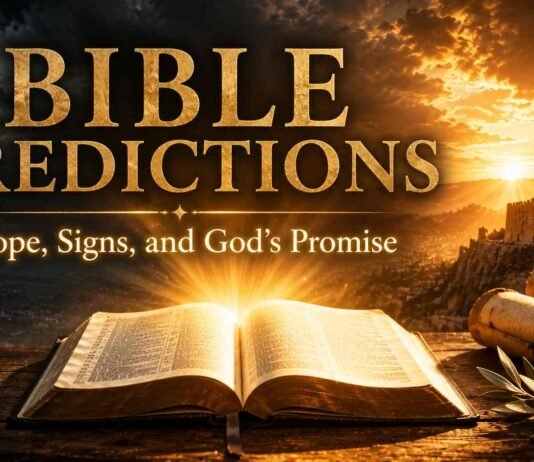 Open Bible showing prophecies about the future and Revelation
