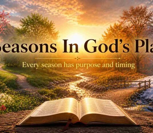 Biblical meaning of seasons with open Bible and changing sky