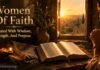 Open Bible showing what the Bible says about women and faith